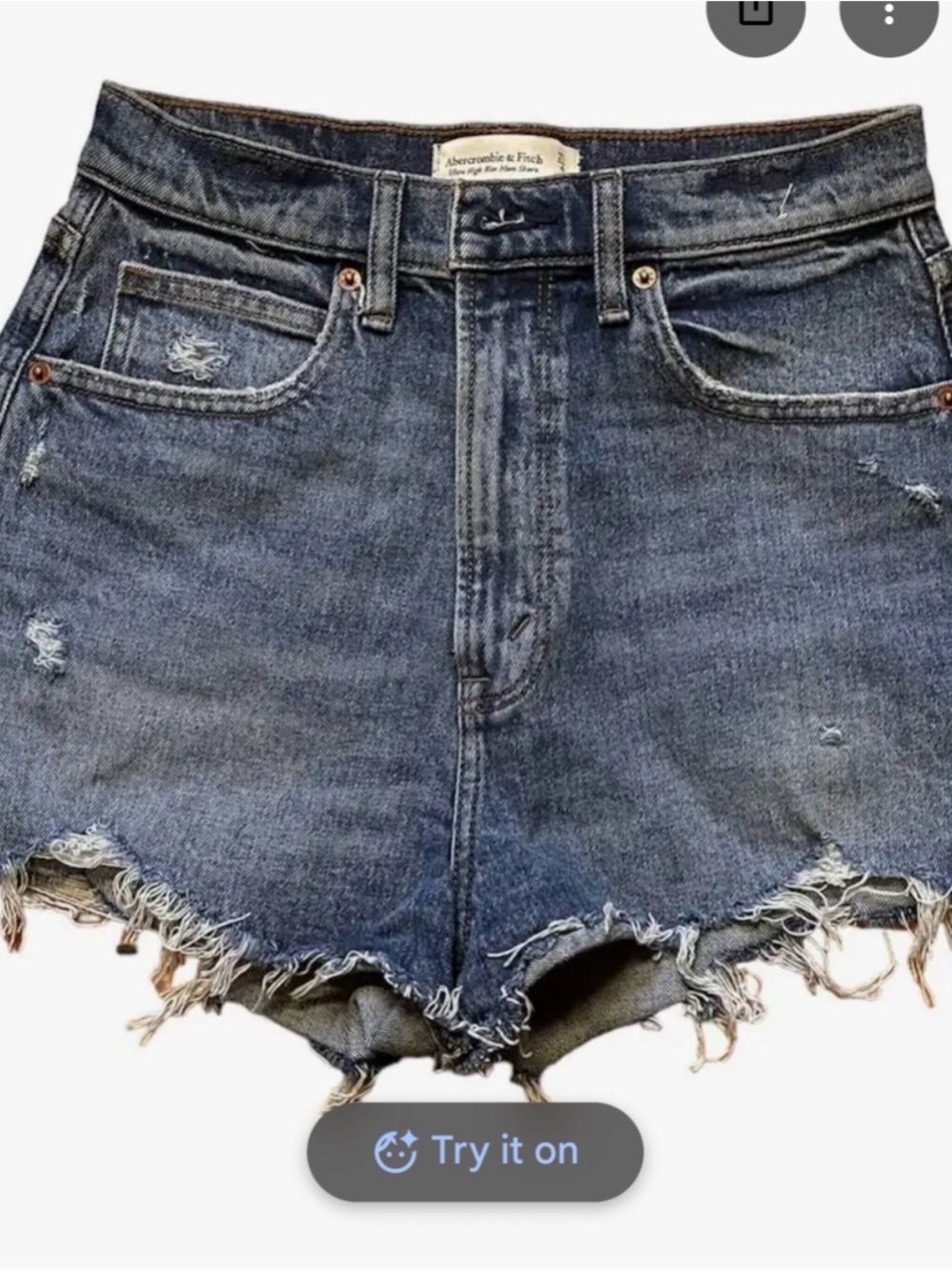 Abercrombie & Fitch Frayed Hem Distressed Denim Shorts - Blue